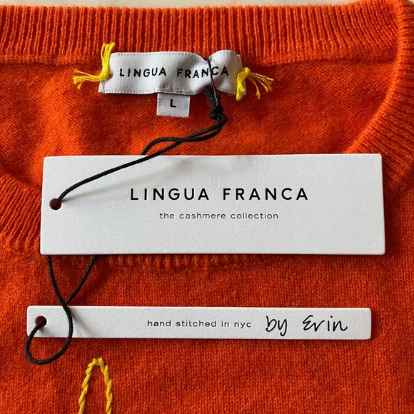 NEW w/Tags Lingua Franca Embroidered Cashmere Sweater “What Would Dolly Do?" L - Picture 3 of 4